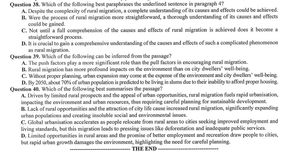 Câu 38, 39, 40 trong đề tham khảo Tiếng Anh tốt nghiệp 2025.