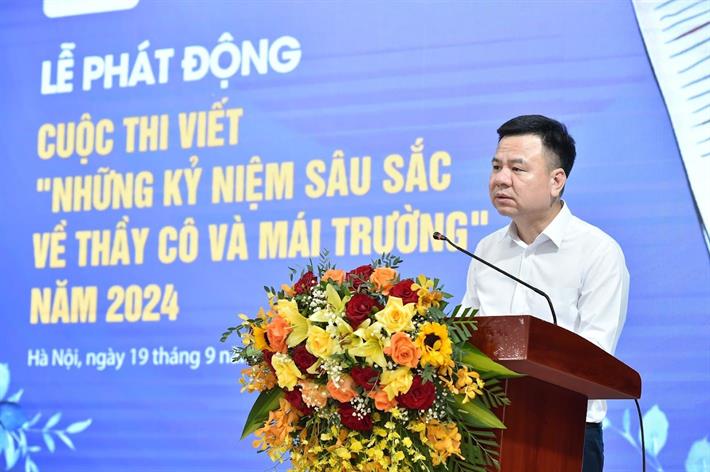 Tổng biên tập Báo Giáo dục và Thời đại Triệu Ngọc Lâm phát biểu tại lễ phát động