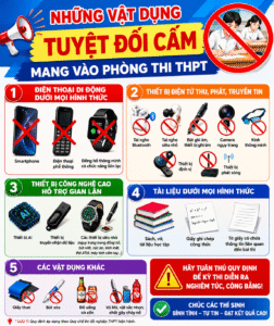 Vật dụng cấm mang vào phòng thi THPT 2026